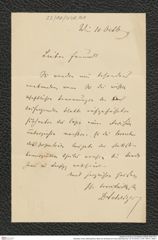 Nachlass Franz Steindachner, Brief von Scherzer an Franz Steindachner (10.10.XXXX), Inv.Nr. 448.01, Seite 1